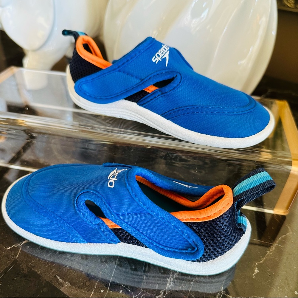 SPEEDO TODDLER HYBRID WATER SHOES SIZE MEDIUM BLUE NEOPRENE 7” LENGTH GREAT - Picture 9 of 12
